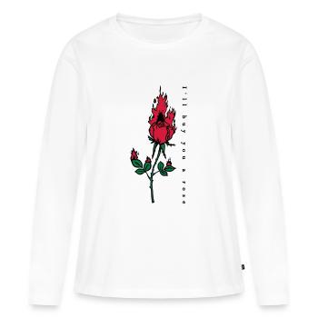 Imprimer Rose Brûler - T-shirt manches longues Premium bio Femme - blanc - Devant - Julia (174cm)