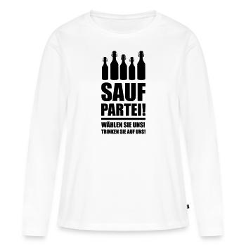 Sauf Party - T-shirt manches longues Premium bio Femme - blanc - Devant - Julia (174cm)