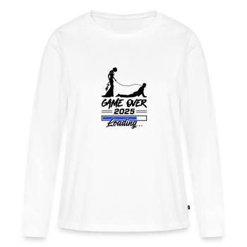 Wedding Loading 2025 Game Over - T-shirt manches longues Premium bio Femme - blanc - Devant - Julia (174cm)