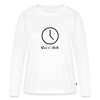 Vino o clock - Frauen Premium Bio Langarmshirt - Weiß - Vorne - Julia (174cm)