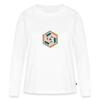 Hexagone infini coloré - T-shirt manches longues Premium bio Femme - blanc - Devant - Julia (174cm)