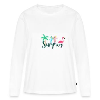 Été - T-shirt manches longues Premium bio Femme - blanc - Devant - Julia (174cm)