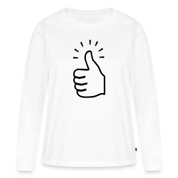 Daumen hoch - Frauen Premium Bio Langarmshirt - Weiß - Vorne - Julia (174cm)