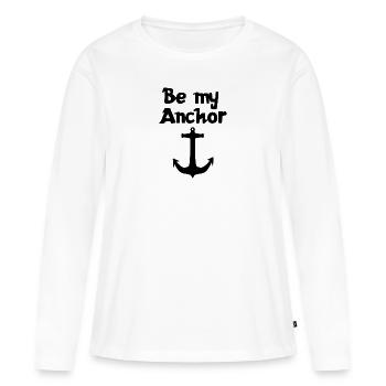 Soyez mon point d’ancrage | | relationnelle Cher | Association - T-shirt manches longues Premium bio Femme - blanc - Devant - Julia (174cm)