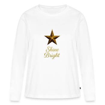 Éclat de l’étoile dorée - T-shirt manches longues Premium bio Femme - blanc - Devant - Julia (174cm)