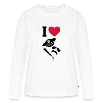 I love Cops - Uniformen - Frauen Premium Bio Langarmshirt - Weiß - Vorne - Julia (174cm)