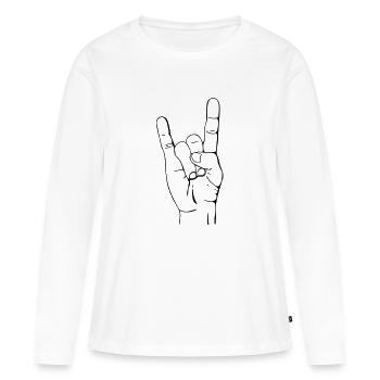 Main en métal DOIGTS - FOURCHE FRANÇAIS - MANO - T-shirt manches longues Premium bio Femme - blanc - Devant - Julia (174cm)