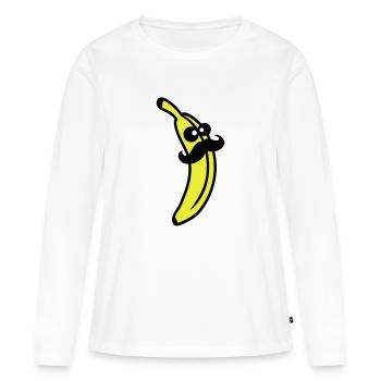 Sir Mustache Banana - T-shirt manches longues Premium bio Femme - blanc - Devant - Julia (174cm)