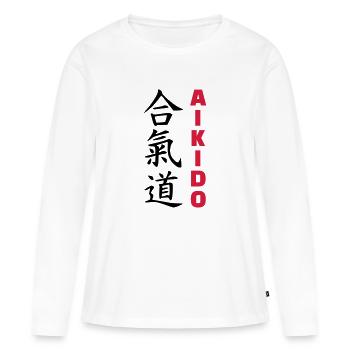 Aikido - T-shirt manches longues Premium bio Femme - blanc - Devant - Julia (174cm)
