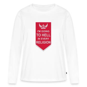 En allant en enfer - T-shirt manches longues Premium bio Femme - blanc - Devant - Julia (174cm)