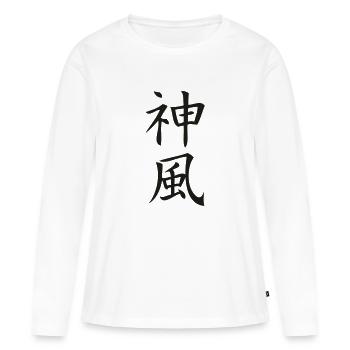 kanji kamikaze - T-shirt manches longues Premium bio Femme - blanc - Devant - Julia (174cm)