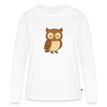 Eule - Frauen Premium Bio Langarmshirt - Weiß - Vorne - Julia (174cm)