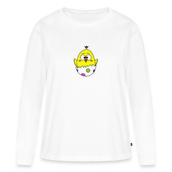 Poussin - T-shirt manches longues Premium bio Femme - blanc - Devant - Julia (174cm)
