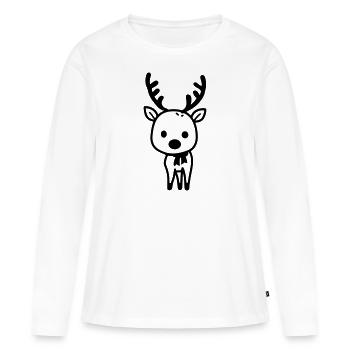 Cerf - T-shirt manches longues Premium bio Femme - blanc - Devant - Julia (174cm)