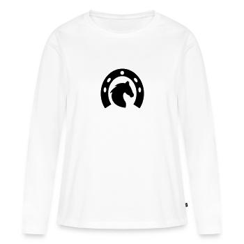 Cheval avec des fers à cheval, chevaux, équitation, équitation - T-shirt manches longues Premium bio Femme - blanc - Devant - Julia (174cm)