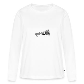 Mégaphone Laissez la musique allumée - allumée - T-shirt manches longues Premium bio Femme - blanc - Devant - Julia (174cm)