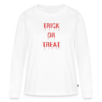 trick or treat Halloween Kostüm Süßes oder Saures - Frauen Premium Bio Langarmshirt - Weiß - Vorne - Julia (174cm)