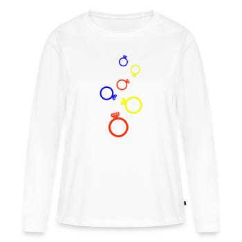 Eheringe Bunt - Frauen Premium Bio Langarmshirt - Weiß - Vorne - Julia (174cm)