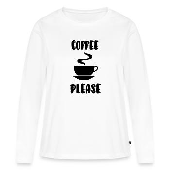 Kaffee bitte - Frauen Premium Bio Langarmshirt - Weiß - Vorne - Julia (174cm)
