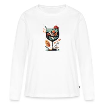 Botanische Weinglasblüte - Frauen Premium Bio Langarmshirt - Weiß - Vorne - Julia (174cm)