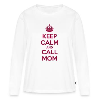Reste calme et appelle maman - T-shirt manches longues Premium bio Femme - blanc - Devant - Julia (174cm)