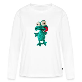 Grenouille Idiote - T-shirt manches longues Premium bio Femme - blanc - Devant - Julia (174cm)