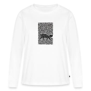 Psychedelische Schwarze Katze - Frauen Premium Bio Langarmshirt - Weiß - Vorne - Julia (174cm)
