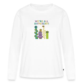 Nous sommes tous différents ! Créatures colorées - T-shirt manches longues Premium bio Femme - blanc - Devant - Julia (174cm)