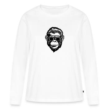 Singe Singe Visage de Singe - T-shirt manches longues Premium bio Femme - blanc - Devant - Julia (174cm)