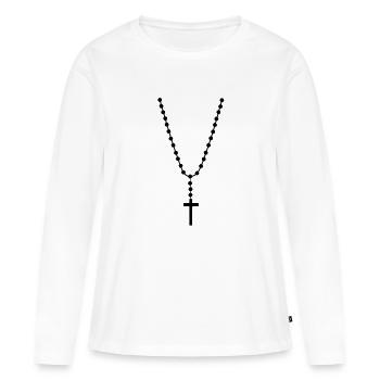 Collier Hip Hop - T-shirt manches longues Premium bio Femme - blanc - Devant - Julia (174cm)