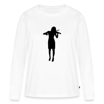 Geige - Frauen Premium Bio Langarmshirt - Weiß - Vorne - Julia (174cm)