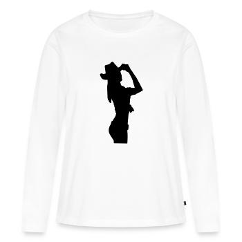 Cowboy - T-shirt manches longues Premium bio Femme - blanc - Devant - Julia (174cm)