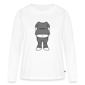 koerper ohne kopf dick fett bauch uebergewicht lus - Frauen Premium Bio Langarmshirt - Weiß - Vorne - Julia (174cm)