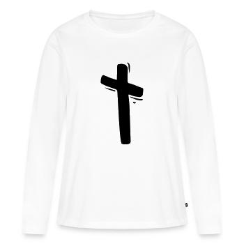 Jesus Kreuz Gott Kirche - Frauen Premium Bio Langarmshirt - Weiß - Vorne - Julia (174cm)