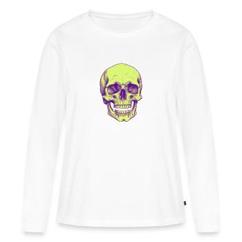 💀 Sublimé Neon Technocrate - T-shirt manches longues Premium bio Femme - blanc - Devant - Julia (174cm)