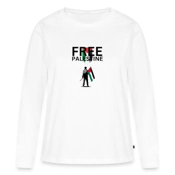 Free Palestine - Frauen Premium Bio Langarmshirt - Weiß - Vorne - Julia (174cm)