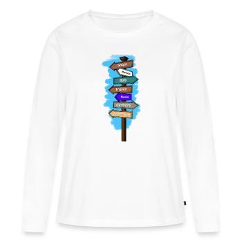 reise - Frauen Premium Bio Langarmshirt - Weiß - Vorne - Julia (174cm)