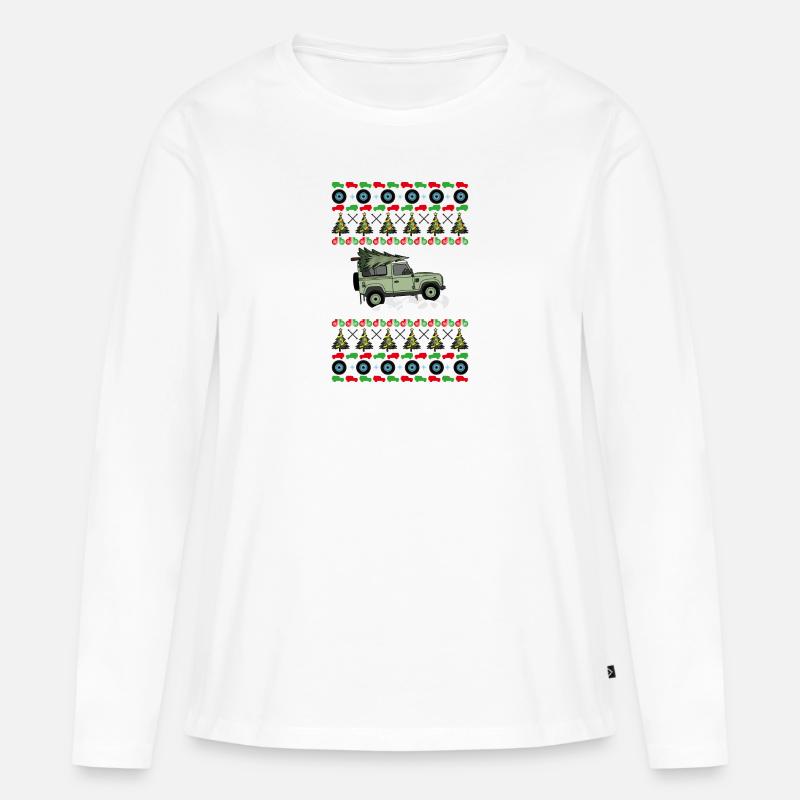 Defender - Weihnachtspullover - Frauen Premium Bio Langarmshirt - Weiß