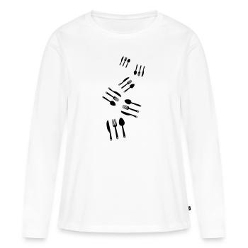 Fork cutlery - Women's Premium Organic Long Sleeve Shirt - white - Front - Julia (174cm)