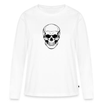Tête de mort - T-shirt manches longues Premium bio Femme - blanc - Devant - Julia (174cm)