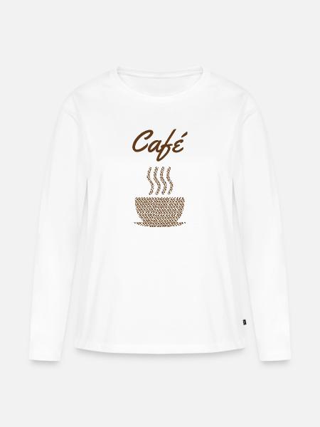 Café Coffee Kaffee - Frauen Premium Bio Langarmshirt - Weiß