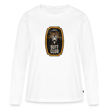 Club des Fesses Paresseuses - T-shirt manches longues Premium bio Femme - blanc - Devant - Julia (174cm)