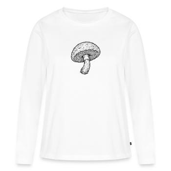 Illustration de la ligne d’encre champignon - T-shirt manches longues Premium bio Femme - blanc - Devant - Julia (174cm)