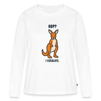 Jumping? Escalating Kangaroo - Women's Premium Organic Long Sleeve Shirt - white - Front - Julia (174cm)