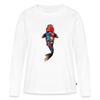 Calme comme une carpe koï - T-shirt manches longues Premium bio Femme - blanc - Devant - Julia (174cm)
