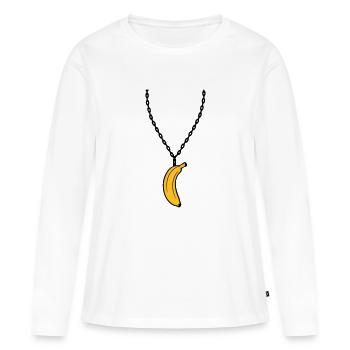 collier banane bijoux drôle fruit design clip-art - T-shirt manches longues Premium bio Femme - blanc - Devant - Julia (174cm)