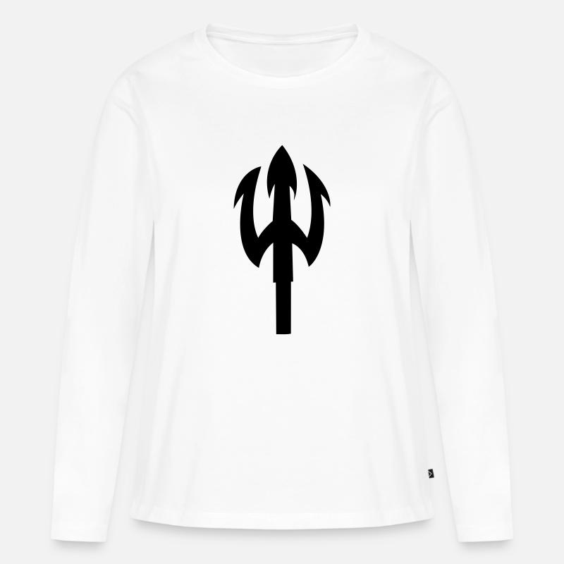dreizack - Frauen Premium Bio Langarmshirt - Weiß