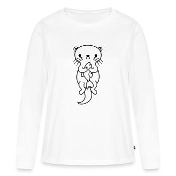 hungry otter eats fish hunger - Women's Premium Organic Long Sleeve Shirt - white - Front - Julia (174cm)