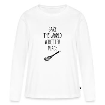 cuire le monde un meilleur endroit fouet - T-shirt manches longues Premium bio Femme - blanc - Devant - Julia (174cm)
