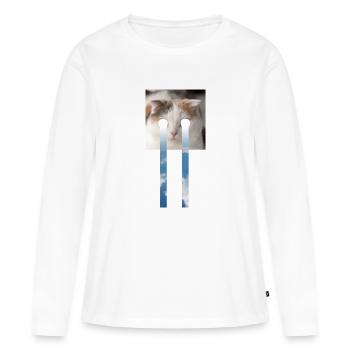 DIE KATZE UND DER HIMMEL - Frauen Premium Bio Langarmshirt - Weiß - Vorne - Julia (174cm)
